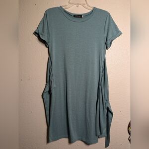 Lilluscry Blue Short Sleeve Dress with Side Ties Size Small